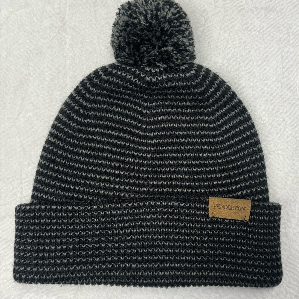 Pendleton Black and Gray Knit Pom Beanie